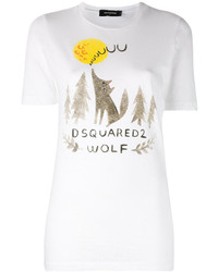 T-shirt ricamata bianca di Dsquared2