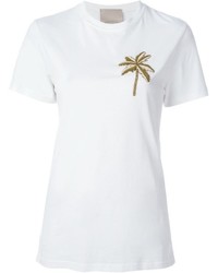 T-shirt ricamata bianca di Laneus