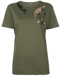 T-shirt ricamata verde oliva