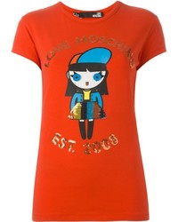 T-shirt stampata arancione di Love Moschino