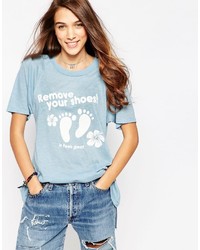 T-shirt stampata azzurra di Wildfox Couture