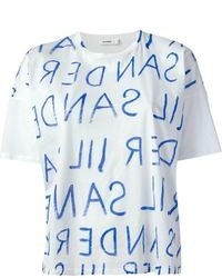 T-shirt stampata bianca e blu