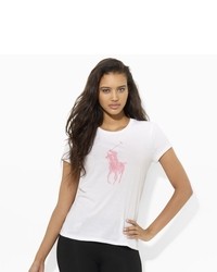 T-shirt stampata bianca e rosa