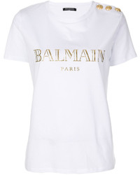 T-shirt stampata bianca di Balmain