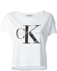 T-shirt stampata bianca di Calvin Klein Jeans