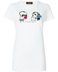 T-shirt stampata bianca di Dsquared2