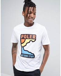 T-shirt stampata bianca di Poler