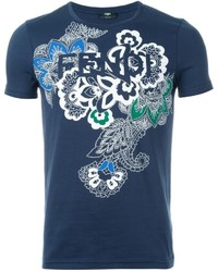 T-shirt stampata blu scuro di Fendi