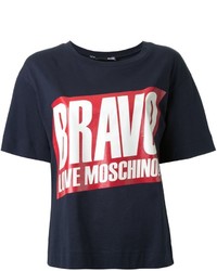 T-shirt stampata blu scuro di Love Moschino