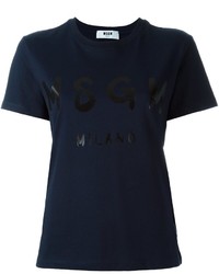 T-shirt stampata blu scuro di MSGM