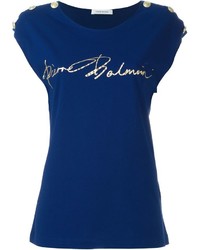 T-shirt stampata blu scuro di PIERRE BALMAIN