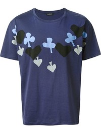 T-shirt stampata blu scuro di Raf Simons