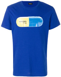 T-shirt stampata blu di Diesel