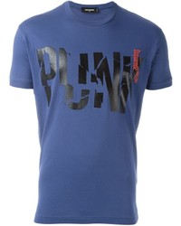 T-shirt stampata blu di DSQUARED2