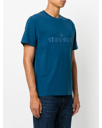 T-shirt stampata blu di Stone Island