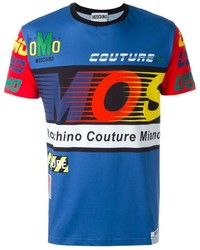 T-shirt stampata blu di Moschino