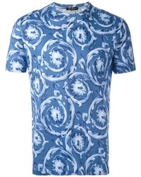 T-shirt stampata blu di Versace