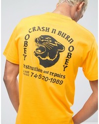 T-shirt stampata gialla di Obey