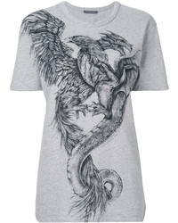 T-shirt stampata grigia di Alexander McQueen