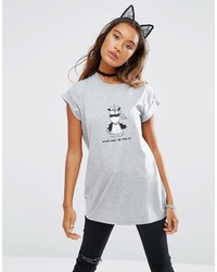 T-shirt stampata grigia di Asos