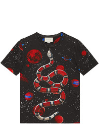 T-shirt stampata nera di Gucci