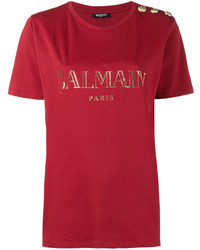 T-shirt stampata rossa di Balmain