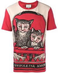 T-shirt stampata rossa di Gucci