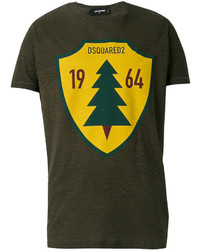 T-shirt stampata verde oliva di DSQUARED2