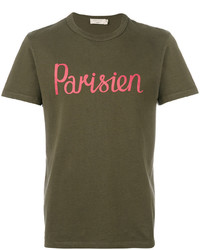T-shirt stampata verde oliva di MAISON KITSUNÉ