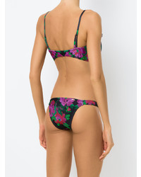Top bikini a fiori melanzana scuro di Amir Slama