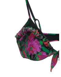 Top bikini a fiori melanzana scuro di Amir Slama