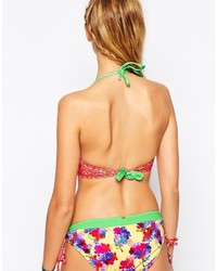 Top bikini a fiori multicolore