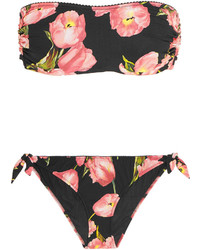 Top bikini a fiori rosa