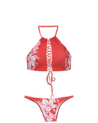 Top bikini a fiori rosso di Amir Slama
