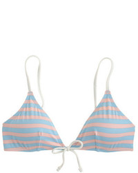Top bikini a righe orizzontali azzurro