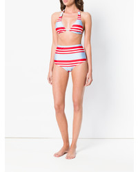 Top bikini a righe orizzontali azzurro di Nos Beachwear