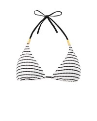 Top bikini a righe orizzontali bianco e nero
