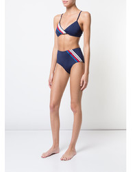 Top bikini a righe orizzontali blu scuro di Morgan Lane