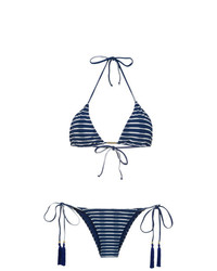 Top bikini a righe orizzontali blu di BRIGITTE