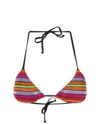 Top bikini a righe orizzontali multicolore