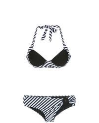 Top bikini a righe orizzontali nero di Amir Slama