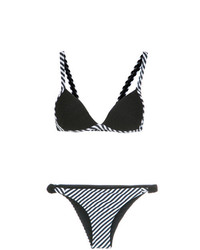 Top bikini a righe orizzontali nero di Amir Slama