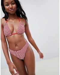 Top bikini a righe orizzontali rosso di ASOS DESIGN