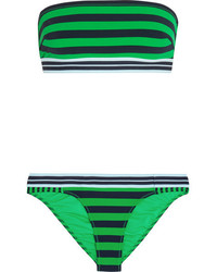 Top bikini a righe orizzontali verde