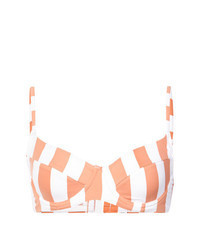 Top bikini a righe verticali arancione