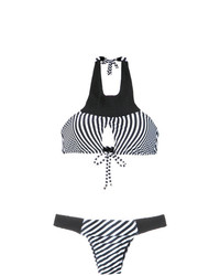 Top bikini a righe verticali nero di Amir Slama