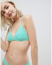 Top bikini a righe verticali verde di Weekday