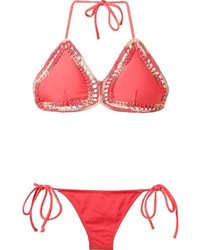 Top bikini all'uncinetto rosso