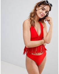 Top bikini con frange rosso di Amy Lynn