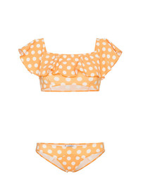 Top bikini con volant arancione di Lisa Marie Fernandez